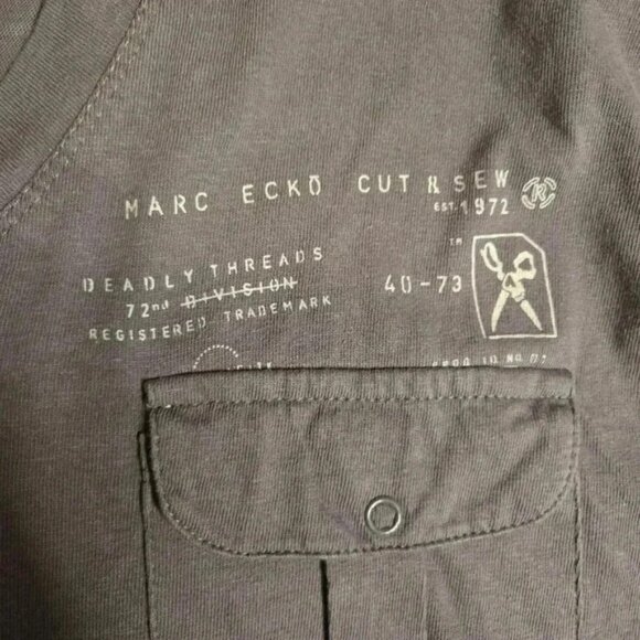 Vintage Marc Ekco Cut and Sew V-Neck Tee Size XL - Picture 2 of 4